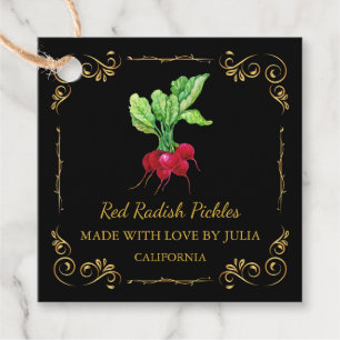 Vintage Homemade Red Radish Pickle Square Hang Tag