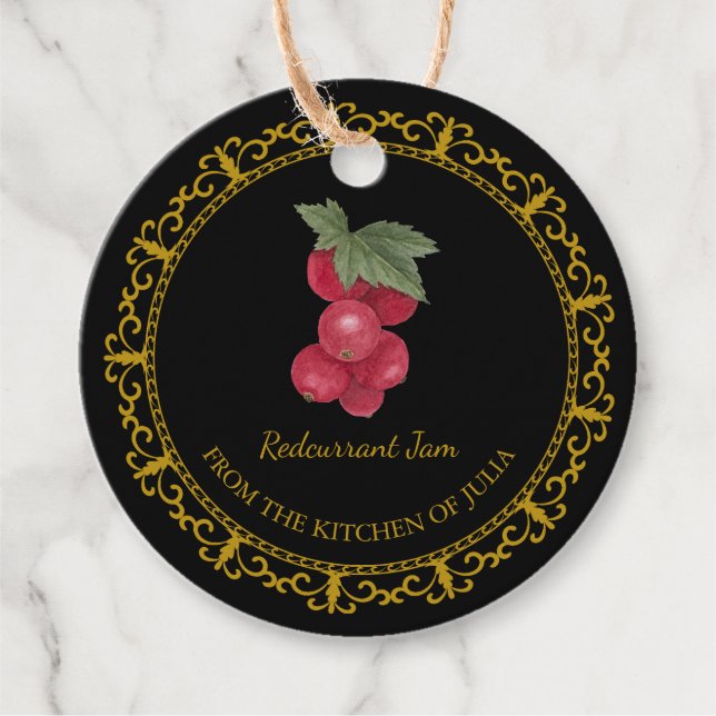 Vintage Homemade Redcurrant Jam Hang Tag l Black (Front)