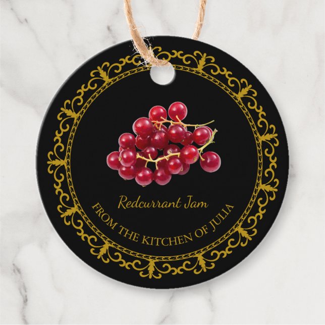 Vintage Homemade Redcurrant Jam Hang Tag l Black (Front)
