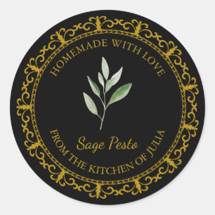 Vintage Homemade Sage Pesto Label l Black
