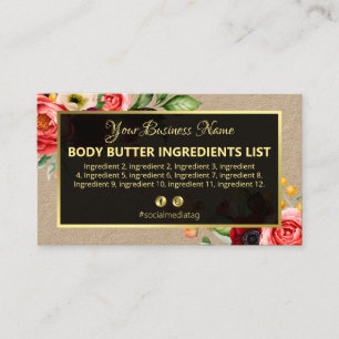 Vintage Homemade Spa Ingredients Instructions Business Card