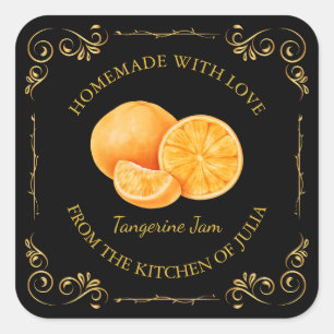 Vintage Homemade Tangerine Jam Square Label