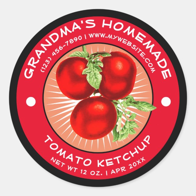 Vintage Homemade Tomato Ketchup Label Template (Front)