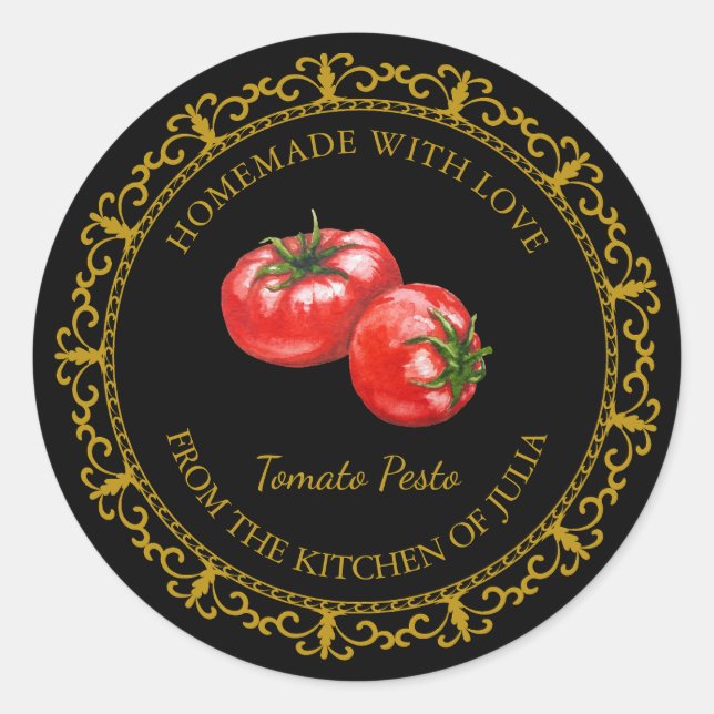Vintage Homemade Tomato Pesto Label l Black (Front)