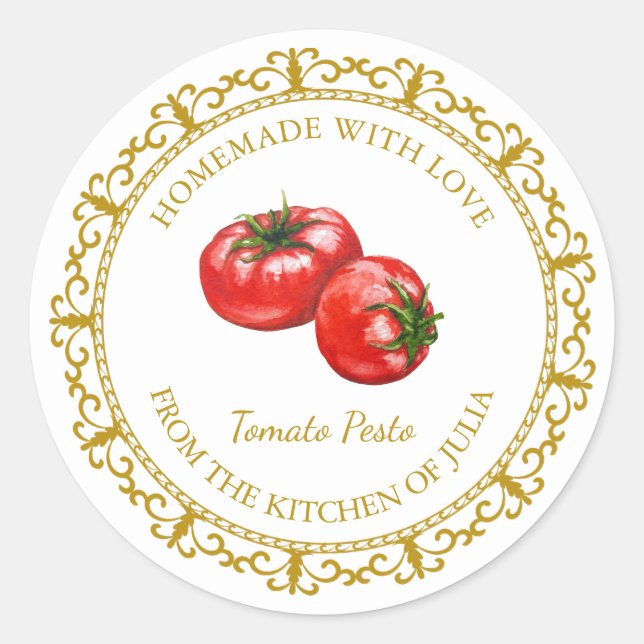 Vintage Homemade Tomato Pesto Label l White (Front)