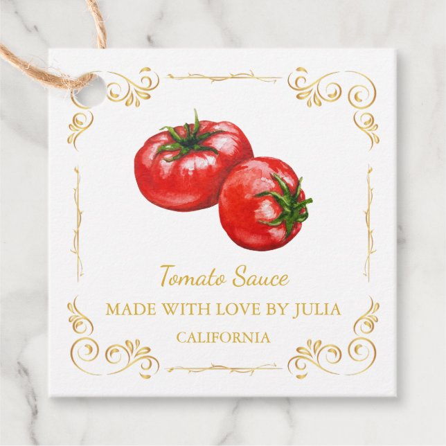 Vintage Homemade Tomato Sauce Square Hang Tag (Front)