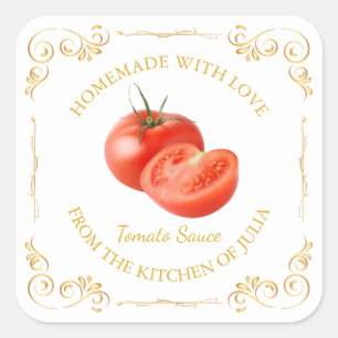 Vintage Homemade Tomato Sauce Square Label