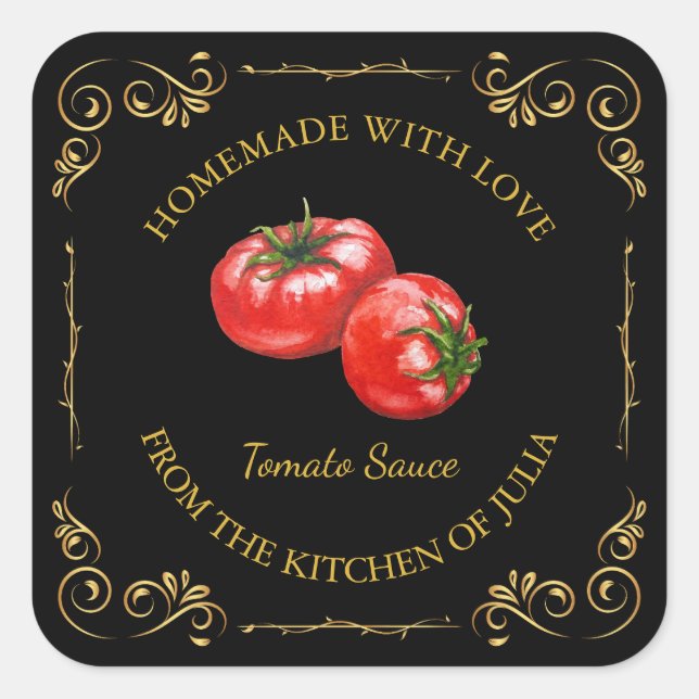 Vintage Homemade Tomato Sauce Square Label (Front)