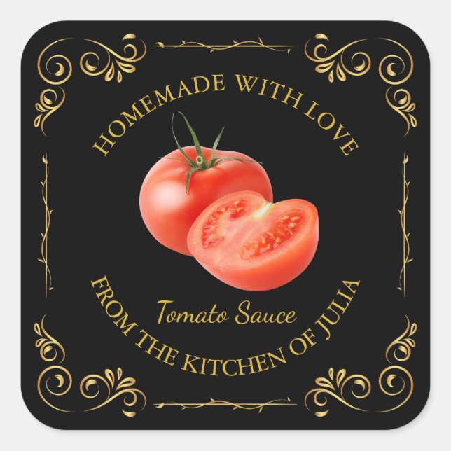 Vintage Homemade Tomato Sauce Square Label (Front)