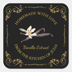 Vintage Homemade Vanilla Extract Square Label