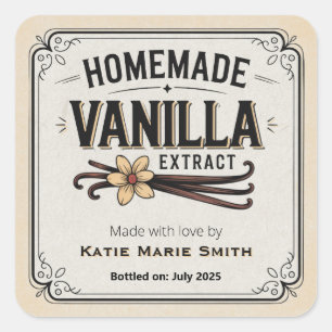 Vintage Homemade Vanilla Extract Square Sticker