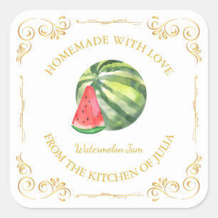 Vintage Homemade Watermelon Jam Square Label