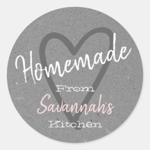 Vintage Homemade with Love Kitchen Grey Paper Classic Round Sticker