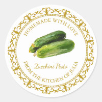 Vintage Homemade Zucchini Pesto Label l White