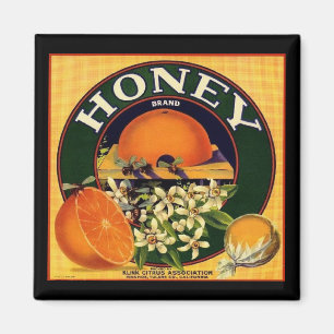 Vintage honey and oranges advertisement label magnet