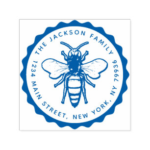 Vintage Honey Bee, Create Your Own Family Name Self-inking Stamp