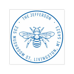 Vintage Honey Bee Custom Name Return Address Self-inking Stamp