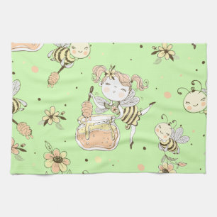Vintage Honey Bee Decor Tea Towel