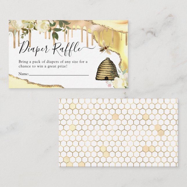 Vintage Honey Bee Diaper Raffle Enclosure Card (Front/Back)