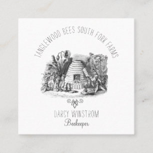 Vintage Honey Bee Hive Beekeeper Apiary Floral Square Business Card