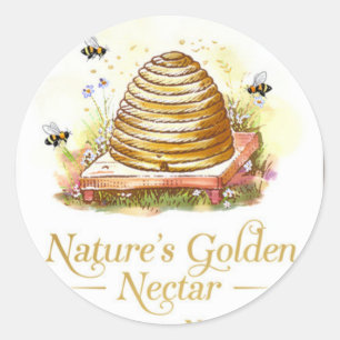 Vintage Honey Bee Hive Sticker - Ornate Gold Frame