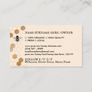 Vintage Honey Bee Honeycomb Apiary Beige Business Card