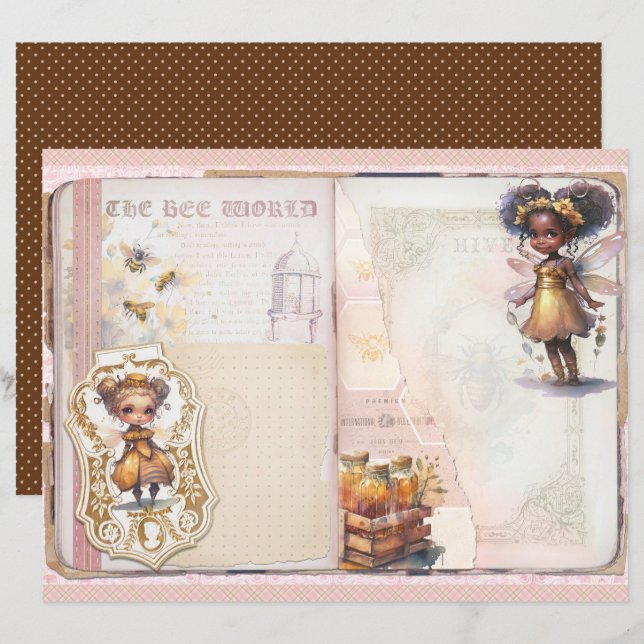 Vintage Honey Bee Journal Paper Sheet (Front/Back)
