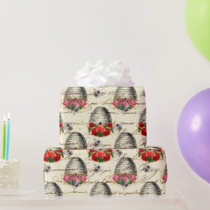 Vintage Honey Bee Pattern  Wrapping Paper
