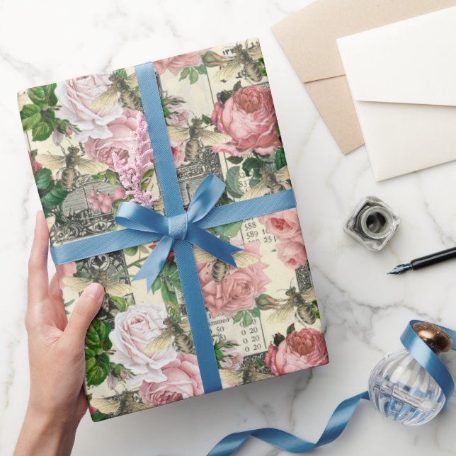 Vintage Honey Bee Pattern  Wrapping Paper (Gifting)