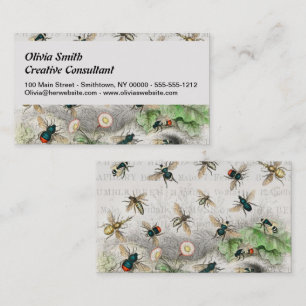 Vintage Honey Bee Queen Bee Entomology Botanical Business Card
