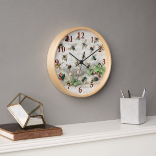 Vintage Honey Bee Queen Bee Entomology Botanical Clock