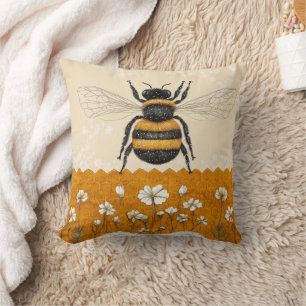 Vintage Honey Bee Wildflower Garden (10) Cushion