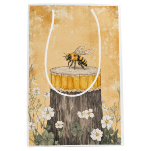 Vintage Honey Bee Wildflower Garden (1) Medium Gift Bag