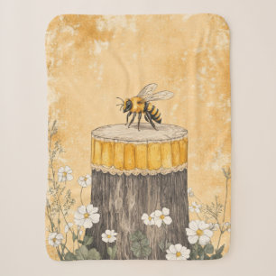 Vintage Honey Bee Wildflower Garden (1) Sherpa Blanket
