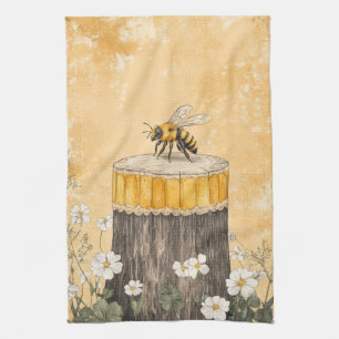 Vintage Honey Bee Wildflower Garden (1) Tea Towel