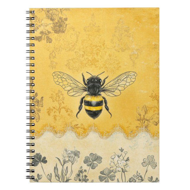 Vintage Honey Bee Wildflower Garden (2) Notebook (Front)