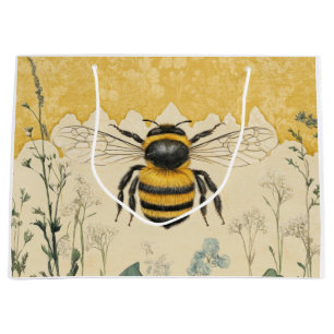 Vintage Honey Bee Wildflower Garden (5) Large Gift Bag