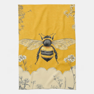 Vintage Honey Bee Wildflower Garden (6) Tea Towel