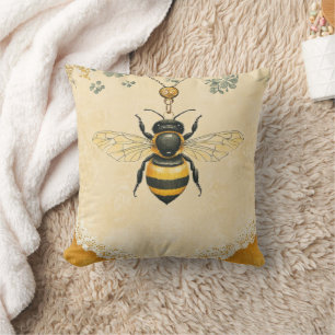 Vintage Honey Bee Wildflower Garden (7) Cushion