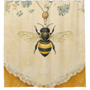 Vintage Honey Bee Wildflower Garden (7) Shower Curtain