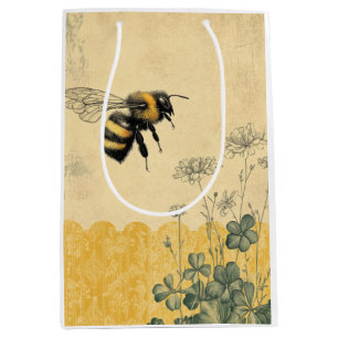Vintage Honey Bee Wildflower Garden (8) Medium Gift Bag
