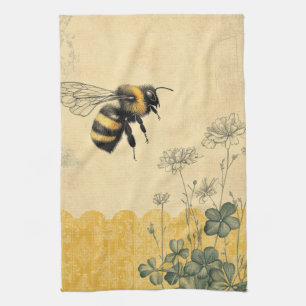 Vintage Honey Bee Wildflower Garden (8) Tea Towel