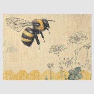 Vintage Honey Bee Wildflower Garden (8) Tissue Paper