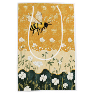 Vintage Honey Bee Wildflower Garden (9) Medium Gift Bag