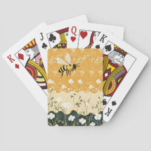 Vintage Honey Bee Wildflower Garden (9) Playing Cards