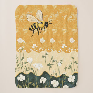 Vintage Honey Bee Wildflower Garden (9) Sherpa Blanket