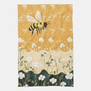 Vintage Honey Bee Wildflower Garden (9) Tea Towel