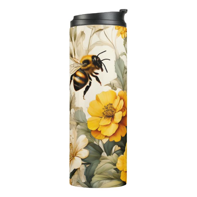 Vintage honey bees in botanicals thermal tumbler (Rotated Left)