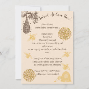 Vintage Honey Bumblebee Baby Shower  Invitation
