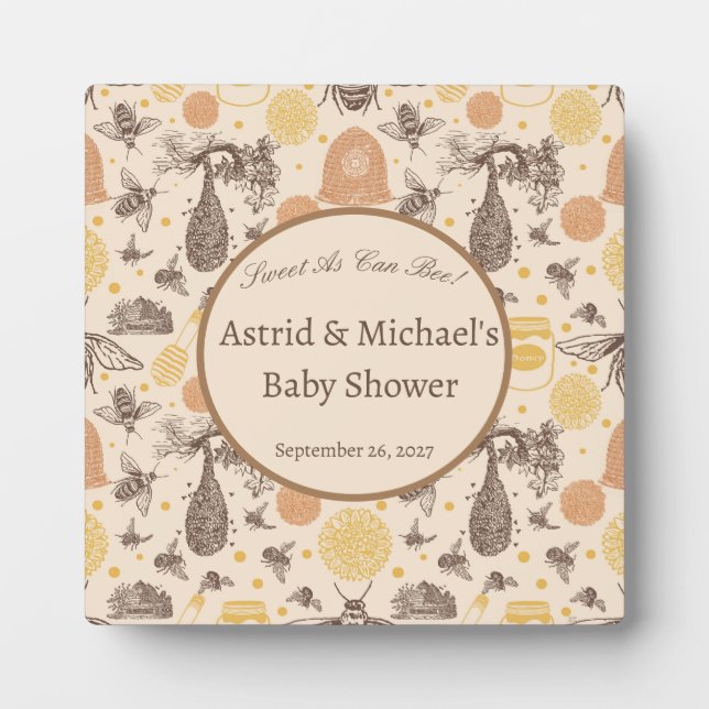 Vintage Honey Bumblebee Baby Shower  Plaque (Front)